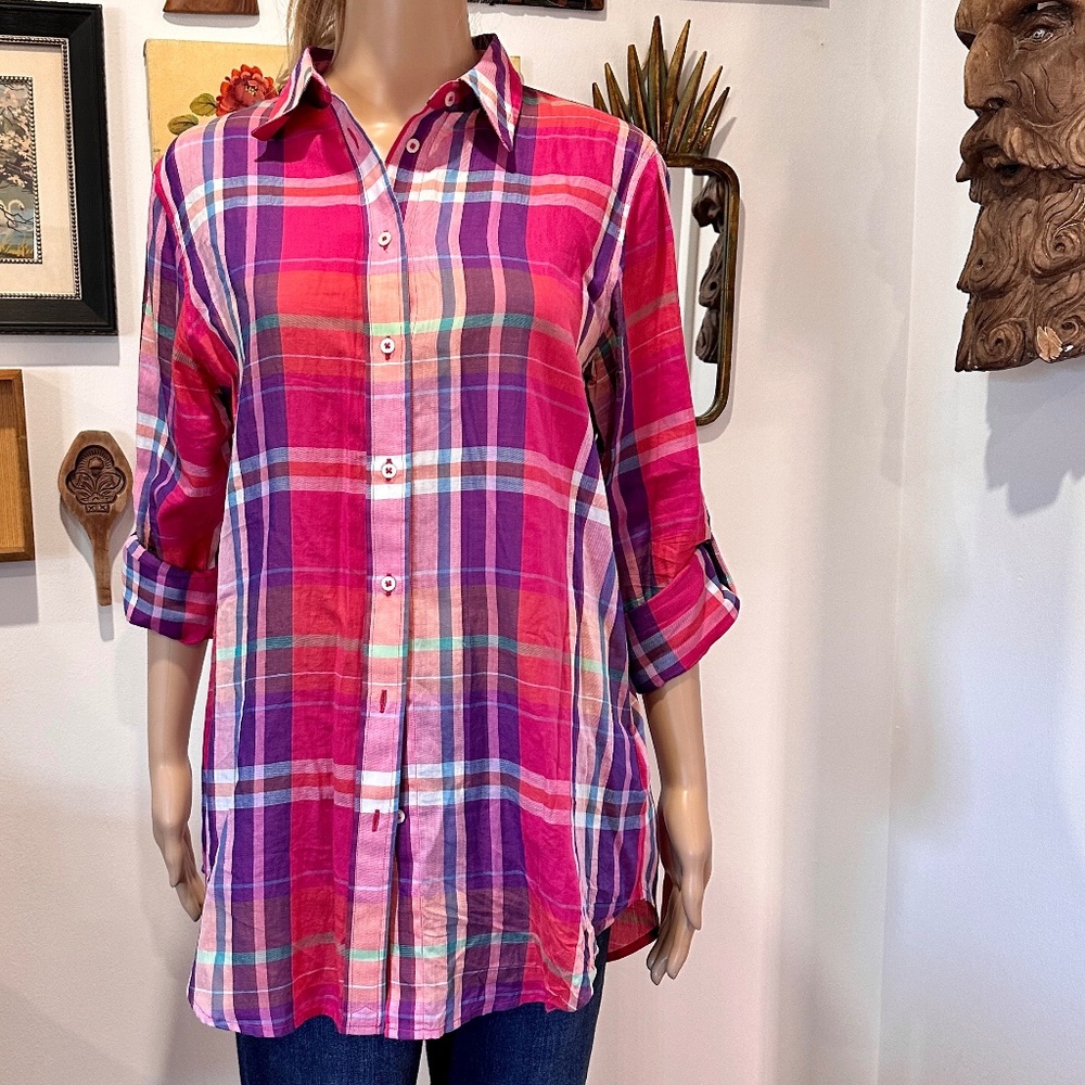 Lauren RL Plaid Button Down Shirt Sz M